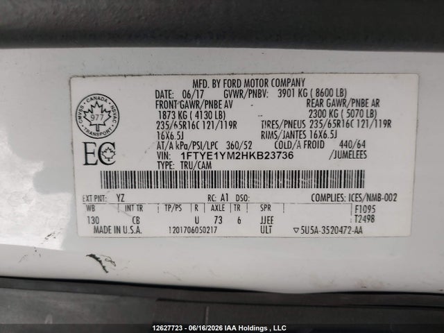 Ford Transit T-150 2017 1FTYE1YM2HKB23736 Image 9