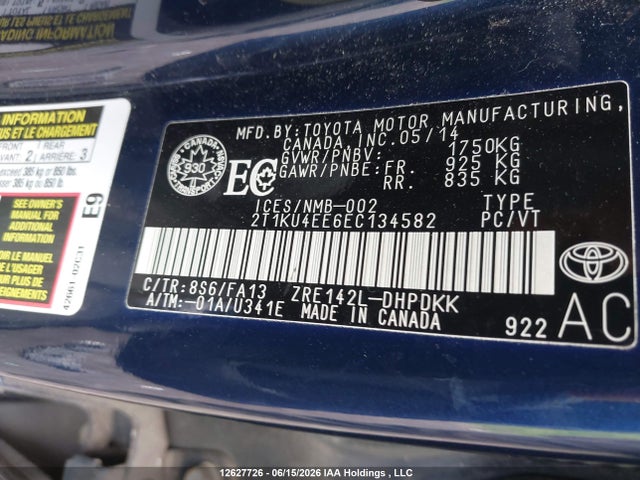 2T1KU4EE6EC134582 Toyota Matrix Wagon