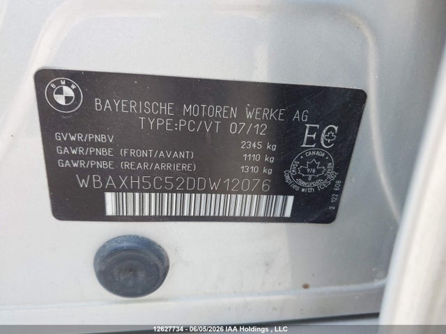 12627734 :رقم المزاد ، WBAXH5C52DDW12076 vin ، 2013 Bmw 528i Xdrive مزاد بيع