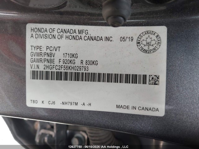 Aukcja sprzedaży 2019 Honda Civic Lx, vin: 2HGFC2F56KH029793, numer aukcji: 12627750