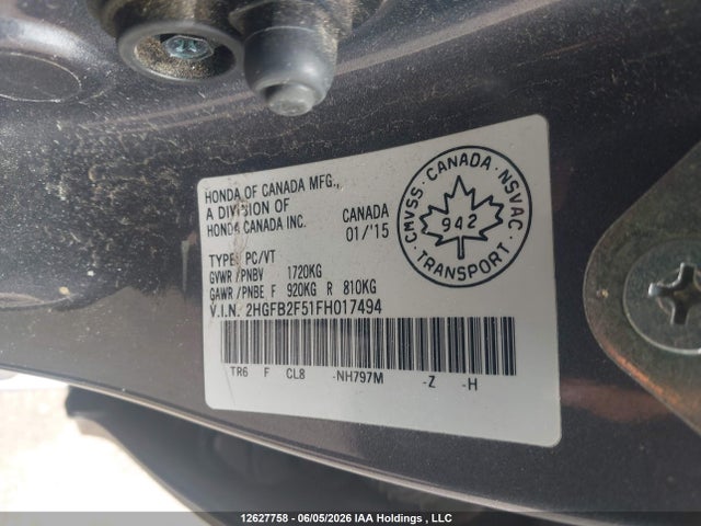 Honda CIVIC EX 2015 2HGFB2F51FH017494 Image 9