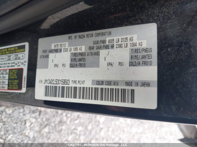2013 Mazda Mazda5 Gs მანქანა იყიდება აუქციონზე, vin: JM1CW2CL5D0159583, აუქციონის ნომერი: 12627761