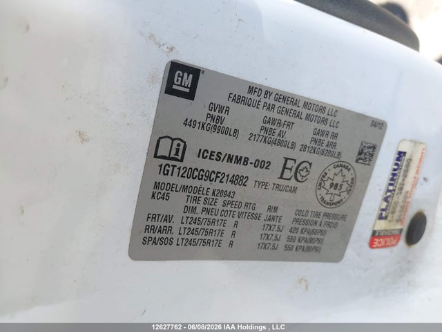 Продаж на аукціоні авто 2012 Gmc Sierra 2500hd Sle, vin: 1GT120CG9CF214882, номер лоту: 12627762