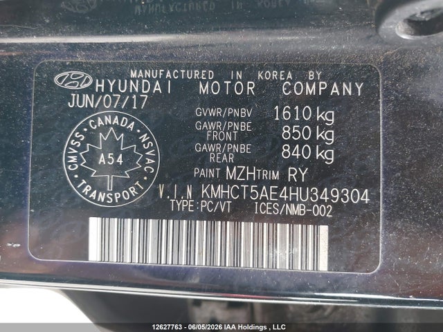 2017 Hyundai Accent Se მანქანა იყიდება აუქციონზე, vin: KMHCT5AE4HU349304, აუქციონის ნომერი: 12627763