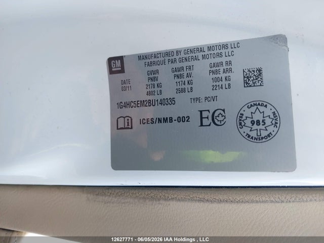 12627771 :رقم المزاد ، 1G4HC5EM2BU140335 vin ، 2011 Buick Lucerne Cxl مزاد بيع