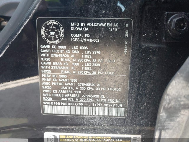 Продаж на аукціоні авто 2014 Volkswagen Touareg 3.0 Tdi Comfortline/3.0 Tdi Execline/3.0 Tdi Highline, vin: WVGEP9BP8ED007709, номер лоту: 12627772