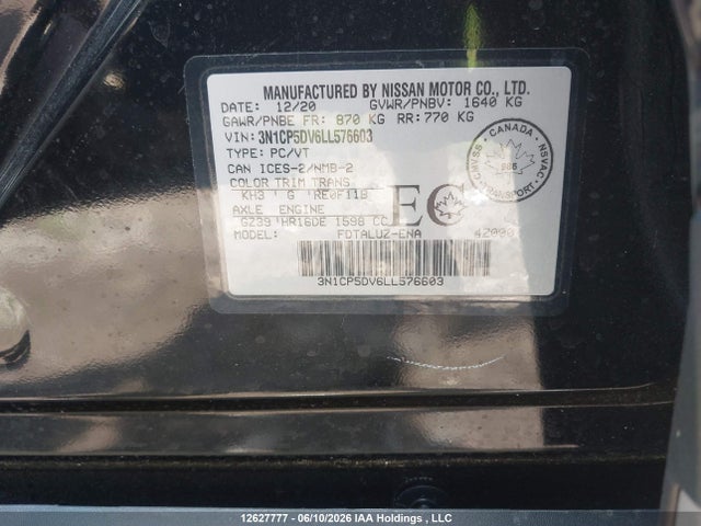 Продажа на аукционе авто 2020 Nissan Kicks Sr, vin: 3N1CP5DV6LL576603, номер лота: 12627777