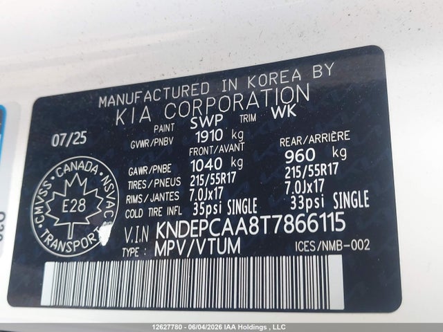 Продаж на аукціоні авто 2026 Kia Seltos Lx, vin: KNDEPCAA8T7866115, номер лоту: 12627780