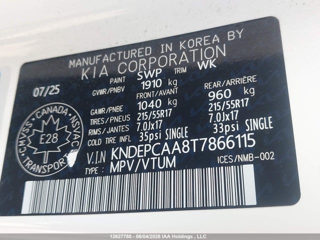 Продаж на аукціоні авто 2026 Kia Seltos Lx, vin: KNDEPCAA8T7866115, номер лоту: 12627780