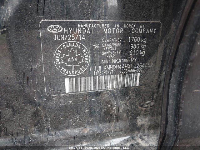 12627788 :رقم المزاد ، KMHDH4AHXFU264362 vin ، 2015 Hyundai Elantra Gls مزاد بيع