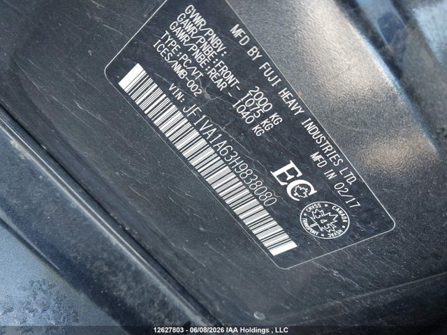 JF1VA1A63H9838080 Subaru WRX