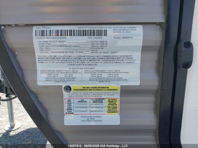 4YDTCMJ2XNH938301 Coleman Tent Trailer