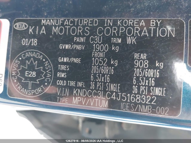 KNDCC3LC4J5168322 KIA Niro Ex/ex Premium