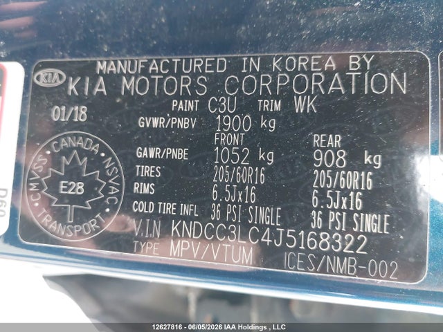 KNDCC3LC4J5168322 KIA Niro Ex/ex Premium