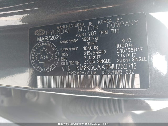KM8K6CAA9MU752712 Hyundai Kona Sel Plus