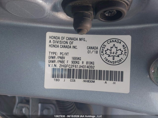 Honda Civic Lx 2018 2HGFC2F61JH014092 Image 18
