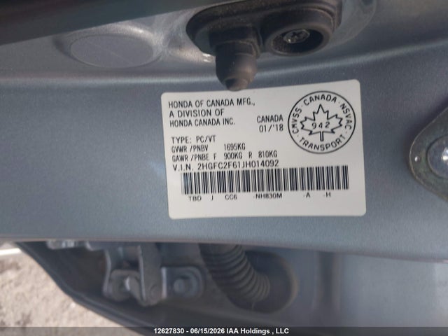 Honda Civic Lx 2018 2HGFC2F61JH014092 Image 9