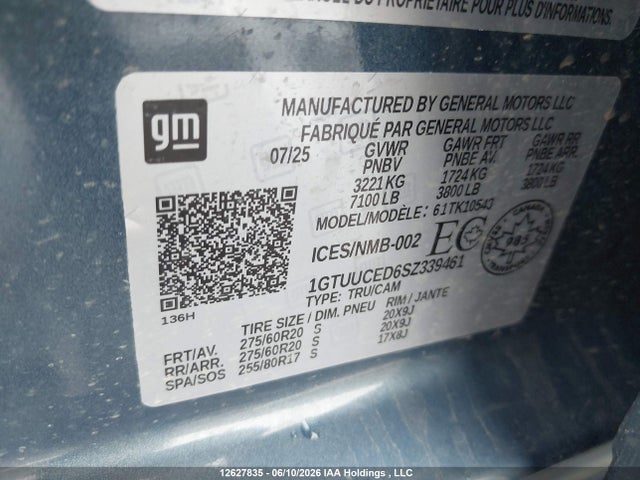 2025 Gmc Sierra K1500 Elevation მანქანა იყიდება აუქციონზე, vin: 1GTUUCED6SZ339461, აუქციონის ნომერი: 12627835