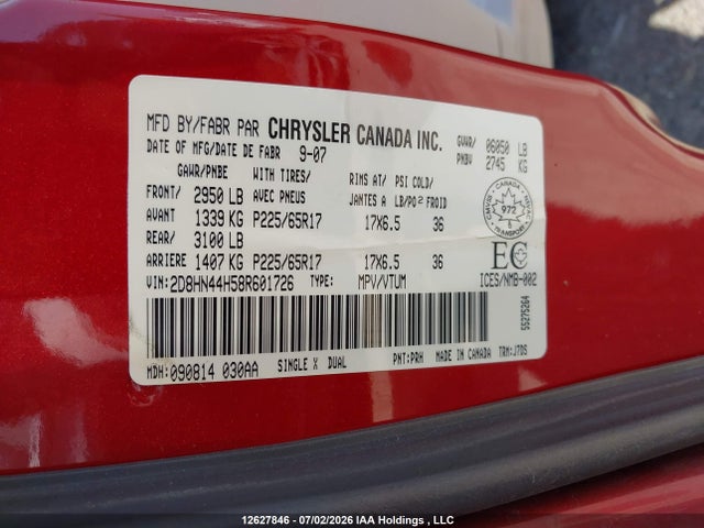 Продаж на аукціоні авто 2008 Dodge Grand Caravan Se, vin: 2D8HN44H58R601726, номер лоту: 12627846