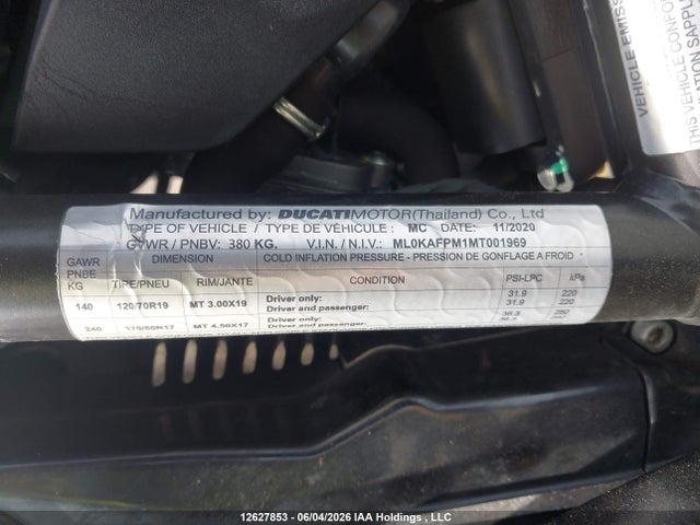 Aukcja sprzedaży 2021 Ducati Scrambler Desert Sled, vin: ML0KAFPM1MT001969, numer aukcji: 12627853