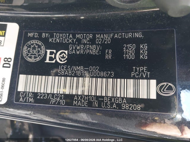 Lexus ES 2020 58AB21B11LU008673 Image 9