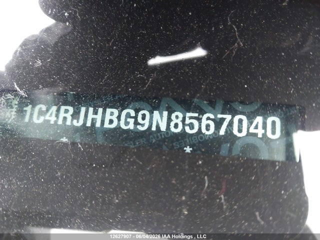 12627907 :رقم المزاد ، 1C4RJHBG9N8567040 vin ، 2022 Jeep Grand Cherokee Limited مزاد بيع