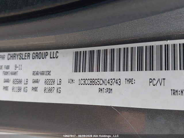 2012 Chrysler 200 Touring მანქანა იყიდება აუქციონზე, vin: 1C3CCBBG5CN143743, აუქციონის ნომერი: 12627917