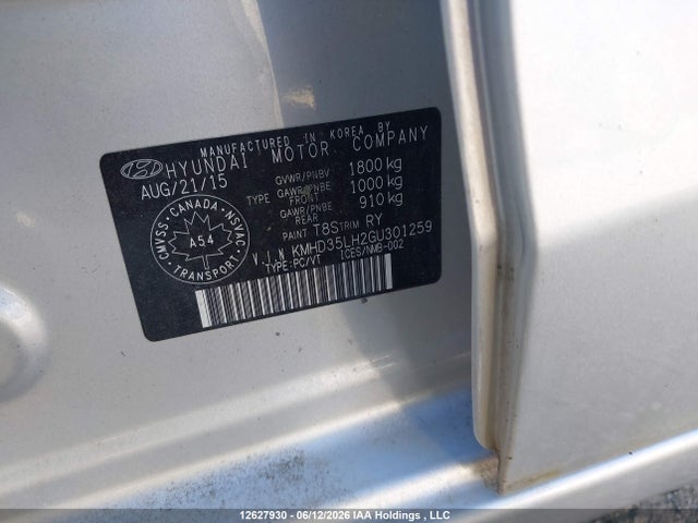 Продаж на аукціоні авто 2016 Hyundai Elantra Gt Gls, vin: KMHD35LH2GU301259, номер лоту: 12627930