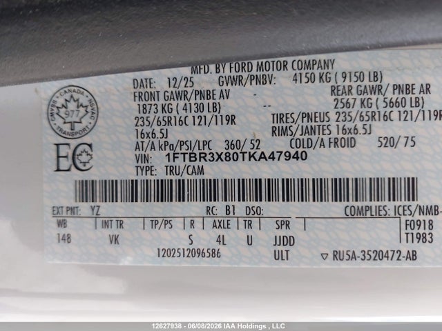 Ford Transit-250 Cargo 2026 1FTBR3X80TKA47940 Image 9