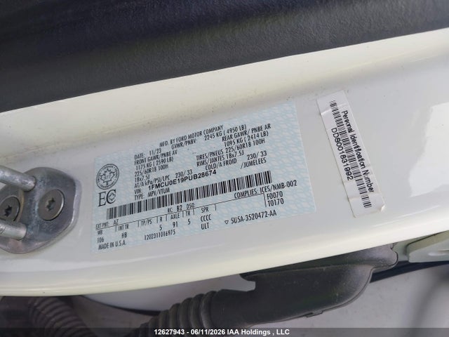 12627943 :رقم المزاد ، 1FMCU0E19PUB28674 vin ، 2023 Ford Escape Phev مزاد بيع