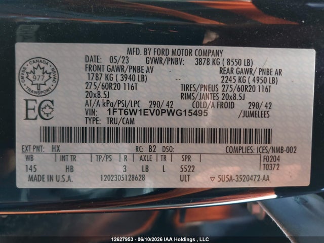 1FT6W1EV0PWG15495 Ford F-150 Lightning Lariat