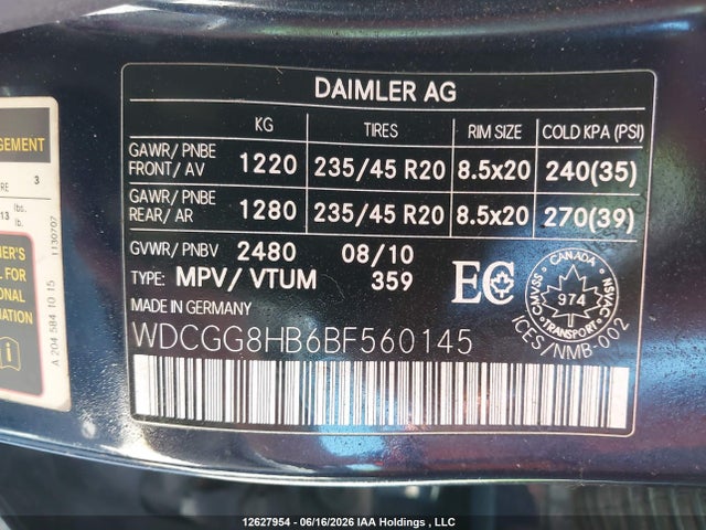 Aukcja sprzedaży 2011 Mercedes-benz Glk 350 4matic, vin: WDCGG8HB6BF560145, numer aukcji: 12627954