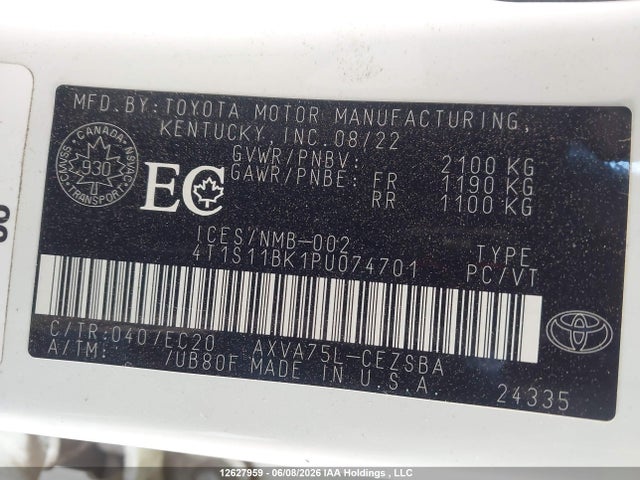 Продажа на аукционе авто 2023 Toyota Camry, vin: 4T1S11BK1PU074701, номер лота: 12627959