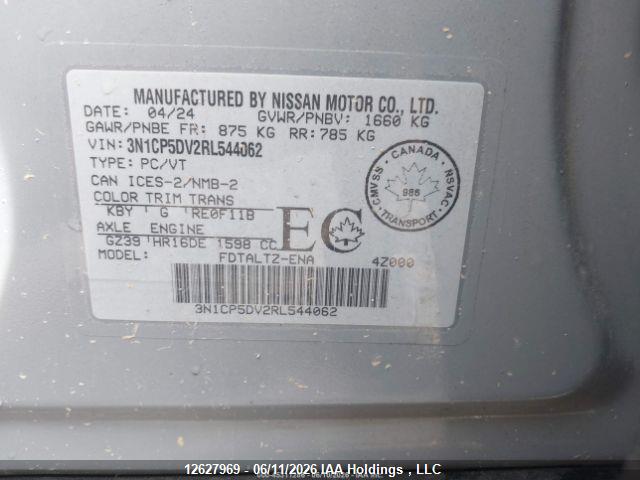 12627969 :رقم المزاد ، 3N1CP5DV2RL544062 vin ، 2024 Nissan Kicks Sr مزاد بيع