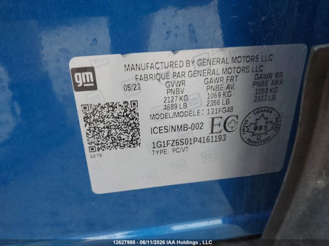 12627988 :رقم المزاد ، 1G1FZ6S01P4161193 vin ، 2023 Chevrolet Bolt Euv Premier مزاد بيع