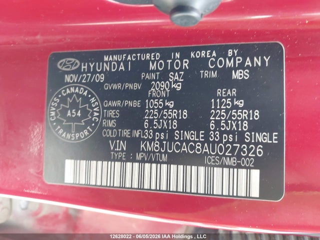 Aukcja sprzedaży 2010 Hyundai Tucson Gls/limited, vin: KM8JUCAC8AU027326, numer aukcji: 12628022