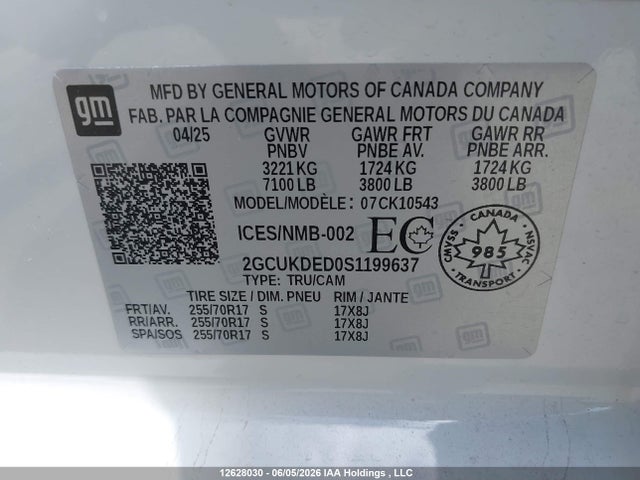Продажа на аукционе авто 2025 Chevrolet Silverado K1500 Lt, vin: 2GCUKDED0S1199637, номер лота: 12628030