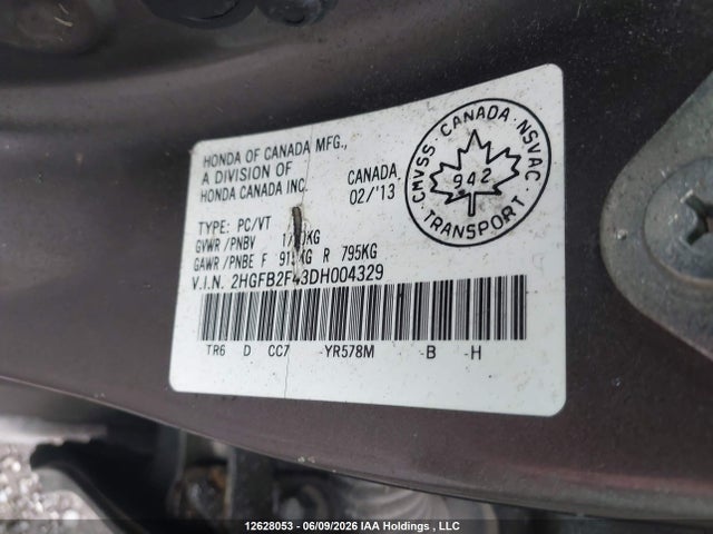 Aukcja sprzedaży 2013 Honda Civic, vin: 2HGFB2F43DH004329, numer aukcji: 12628053