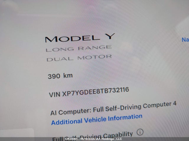 XP7YGDEE8TB732116 Tesla Model Y Long Range Launch Series/premium All-wheel Drive