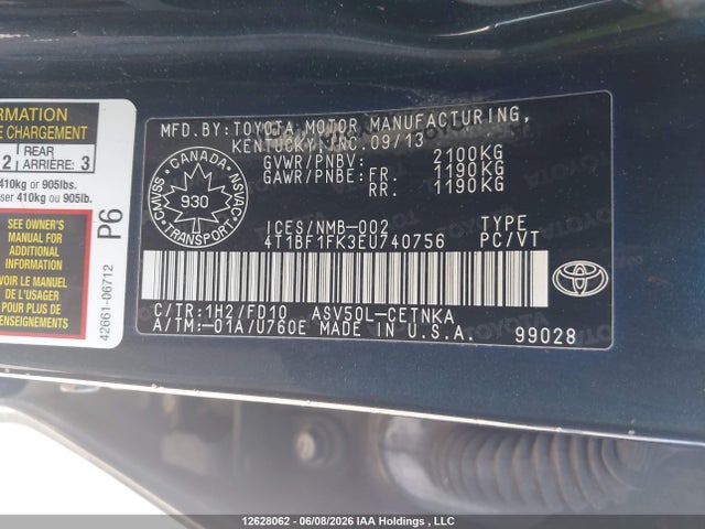 Продажа на аукционе авто 2014 Toyota Camry Le, vin: 4T1BF1FK3EU740756, номер лота: 12628062