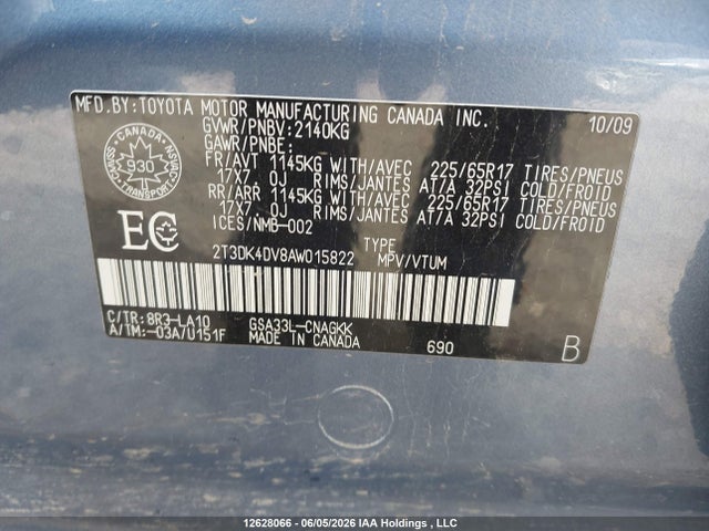 Продажа на аукционе авто 2010 Toyota Rav4 Limited, vin: 2T3DK4DV8AW015822, номер лота: 12628066