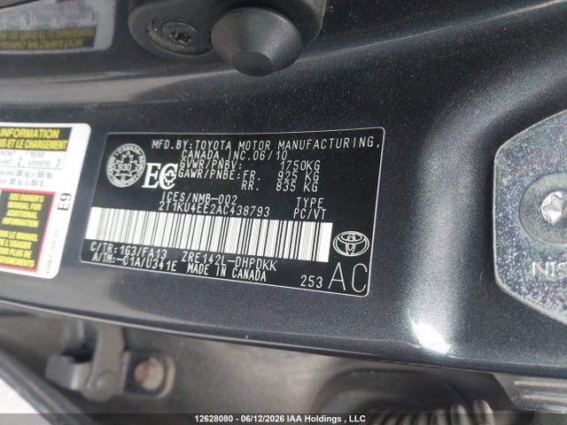 12628080 :رقم المزاد ، 2T1KU4EE2AC438793 vin ، 2010 Toyota Matrix مزاد بيع