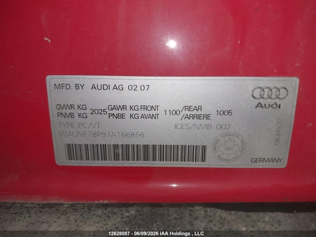 Продажа на аукционе авто 2007 Audi A3 2.0 Premium, vin: WAUNF78P97A166856, номер лота: 12628087