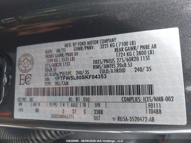 Ford F-150 2025 1FTFW5L80SKF04353 Image 9