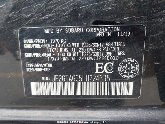 Продажа на аукционе авто 2020 Subaru Crosstrek Premium, vin: JF2GTAGC5LH224335, номер лота: 12628120