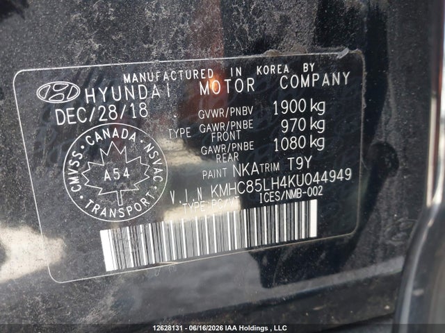 Продажа на аукционе авто 2019 Hyundai Ioniq Electric, vin: KMHC85LH4KU044949, номер лота: 12628131