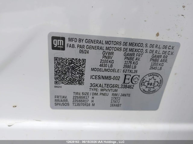 2024 Gmc Terrain Sle მანქანა იყიდება აუქციონზე, vin: 3GKALTEG6RL338462, აუქციონის ნომერი: 12628163