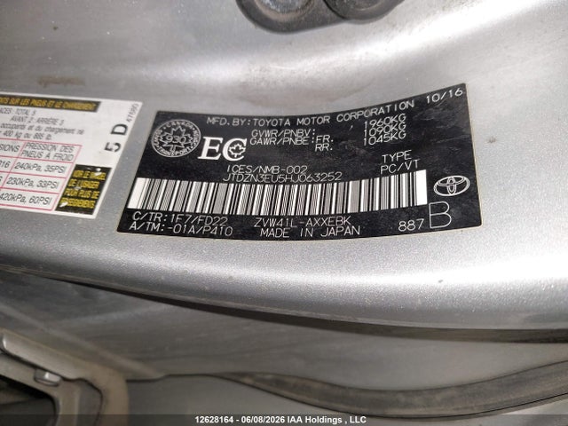 2017 Toyota Prius V მანქანა იყიდება აუქციონზე, vin: JTDZN3EU5HJ063252, აუქციონის ნომერი: 12628164