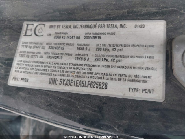 Tesla Model 3 Standard Range Plus 2020 5YJ3E1EA5LF625828 Image 18