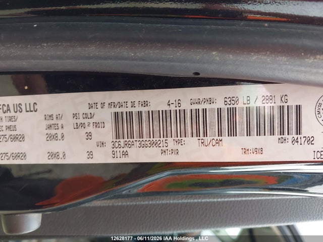 3C6JR6AT3GG300215 RAM 1500 St